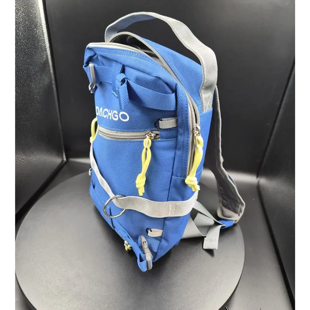 DACHGO Hiking Backpack Blue/Gray/Yellow Adjustable Straps Zipper Closure